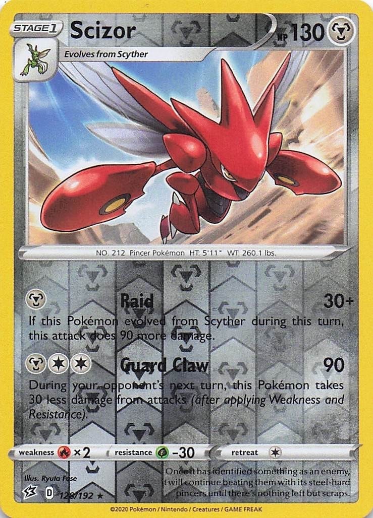 Scizor – 128/192 – Reverse Holo Rare – Rebel and Clash – NM/M