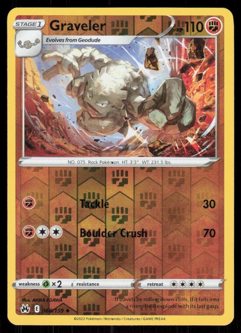 Pokemon – Graveler 068/159 – Reverse Holo – Crown Zenith – NM/M