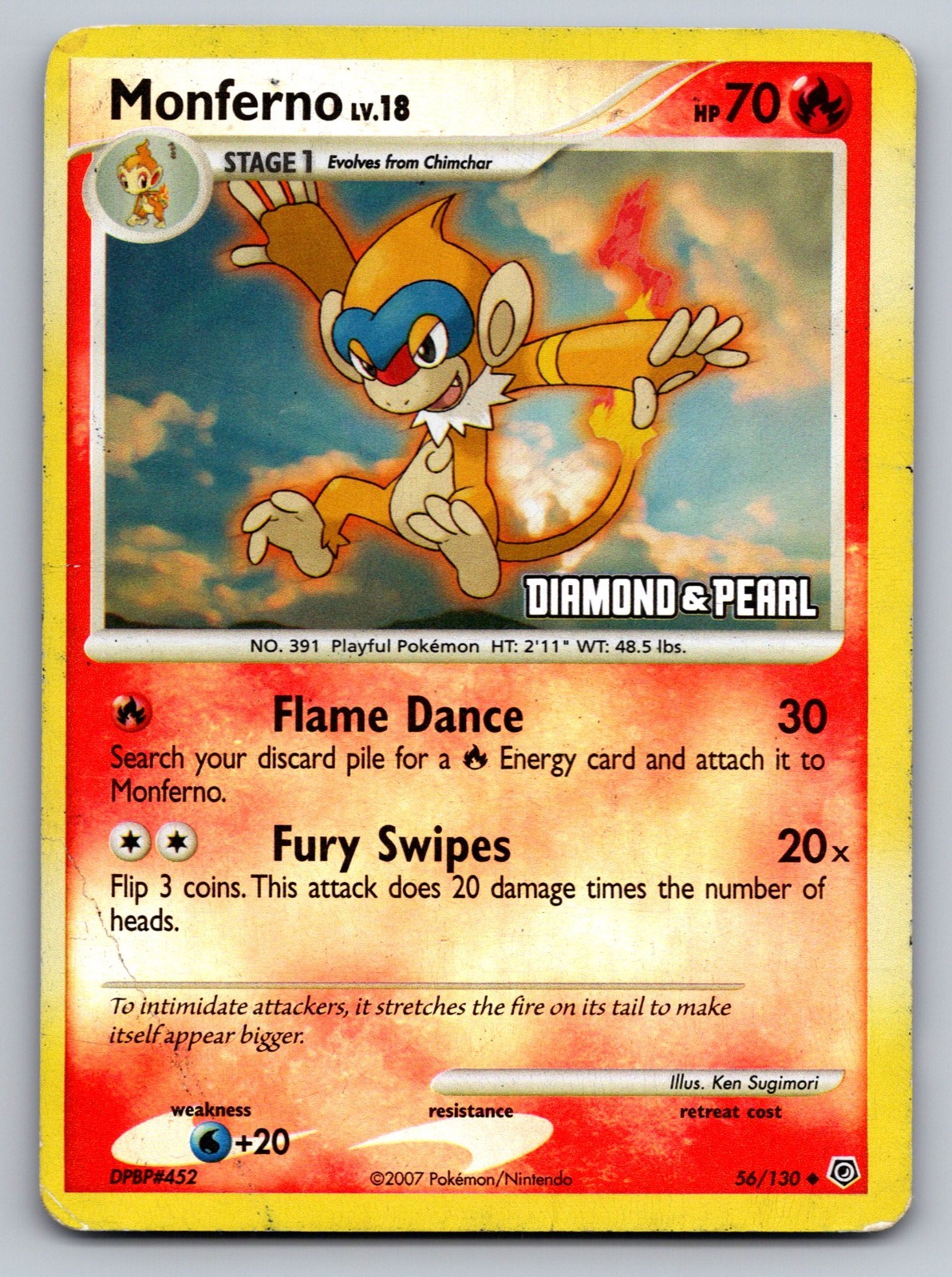 Monferno – [Diamond & Pearl Stamped] 056/130 Burger King Reverse Holo – DMG