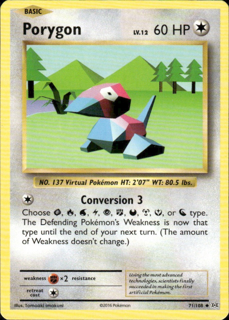 PORYGON 71/108 EVOLUTIONS UNCOMMON POKEMON TOMOAKI IMAKUNI