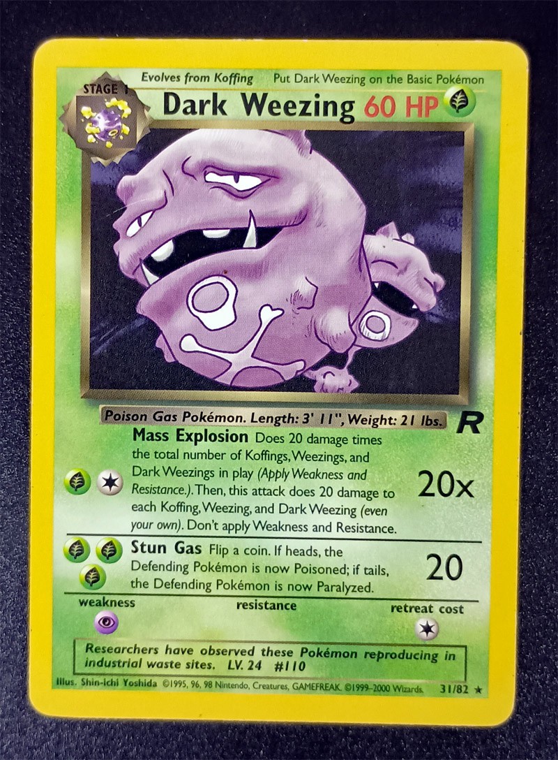 Dark Weezing 31/82 Rare Non Holo Team Rocket LP with Free eBay Shipping
