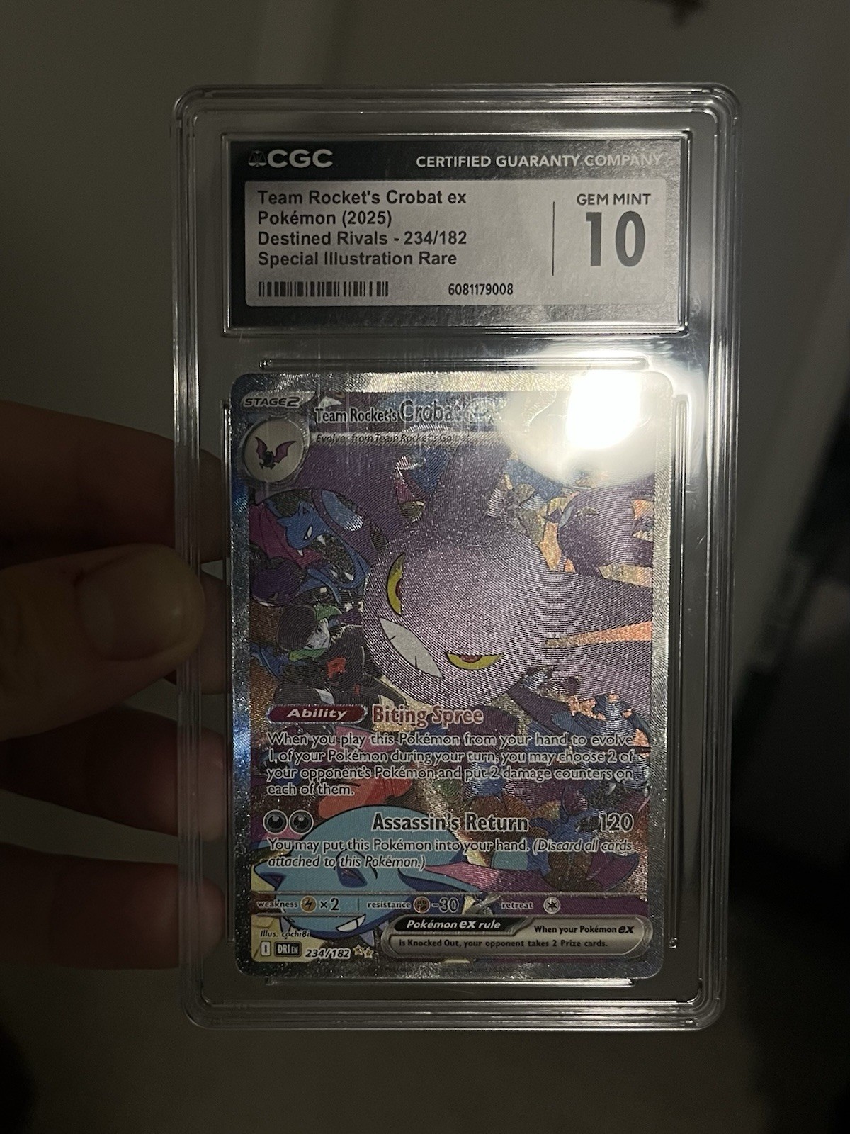 Team Rocket’s Crobat EX CGC 10 Pokemon 2025 S&V Destined Rivals SIR 234 Low POP