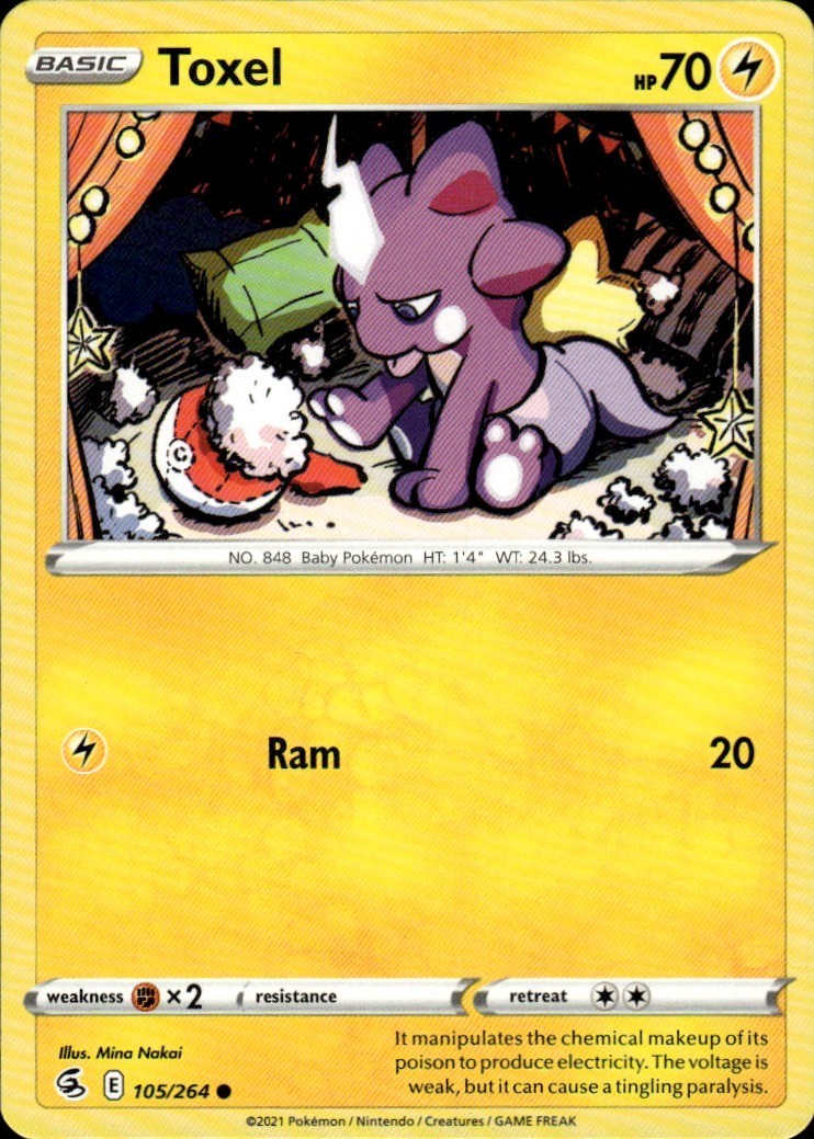 Toxel (105) 105/264 SWSH08: Fusion Strike Common Lightning Mina Nakai