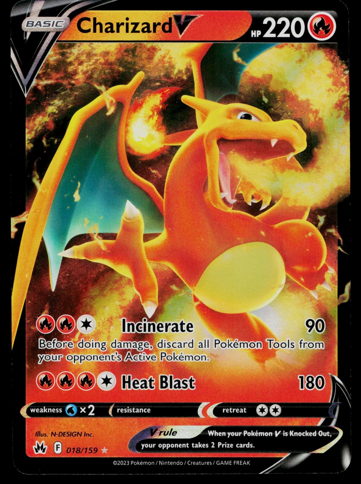 CHARIZARD V 018/159 HOLO V RARE CROWN ZENITH POKEMON NM