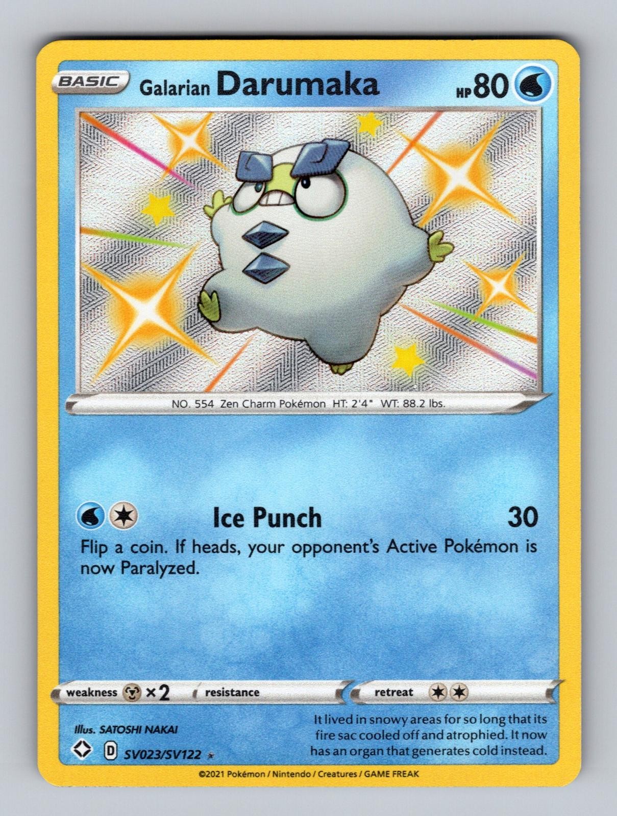 Galarian Darumaka SV023/SV122 Shining Fates Shiny Vault Pokemon Holo NM