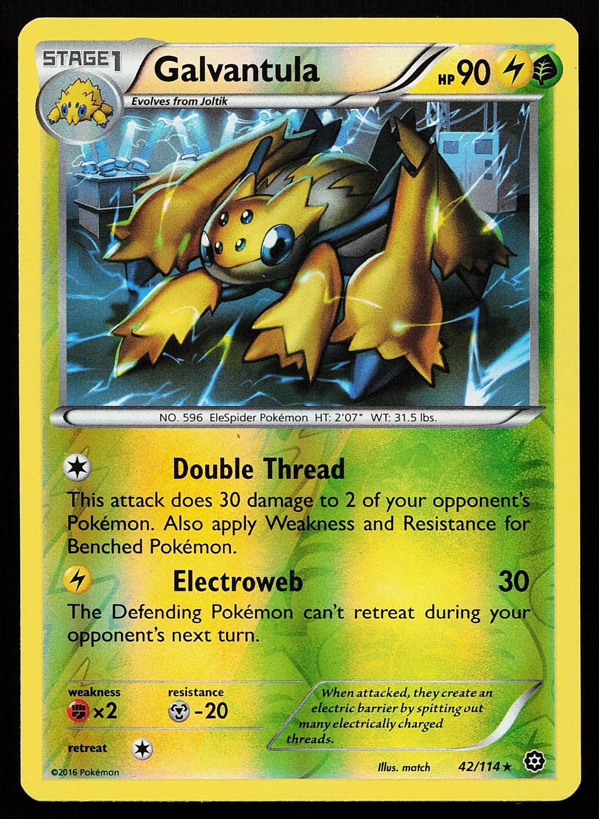 Galvantula 42/114 Reverse Holo Rare Steam Siege Pokemon Card