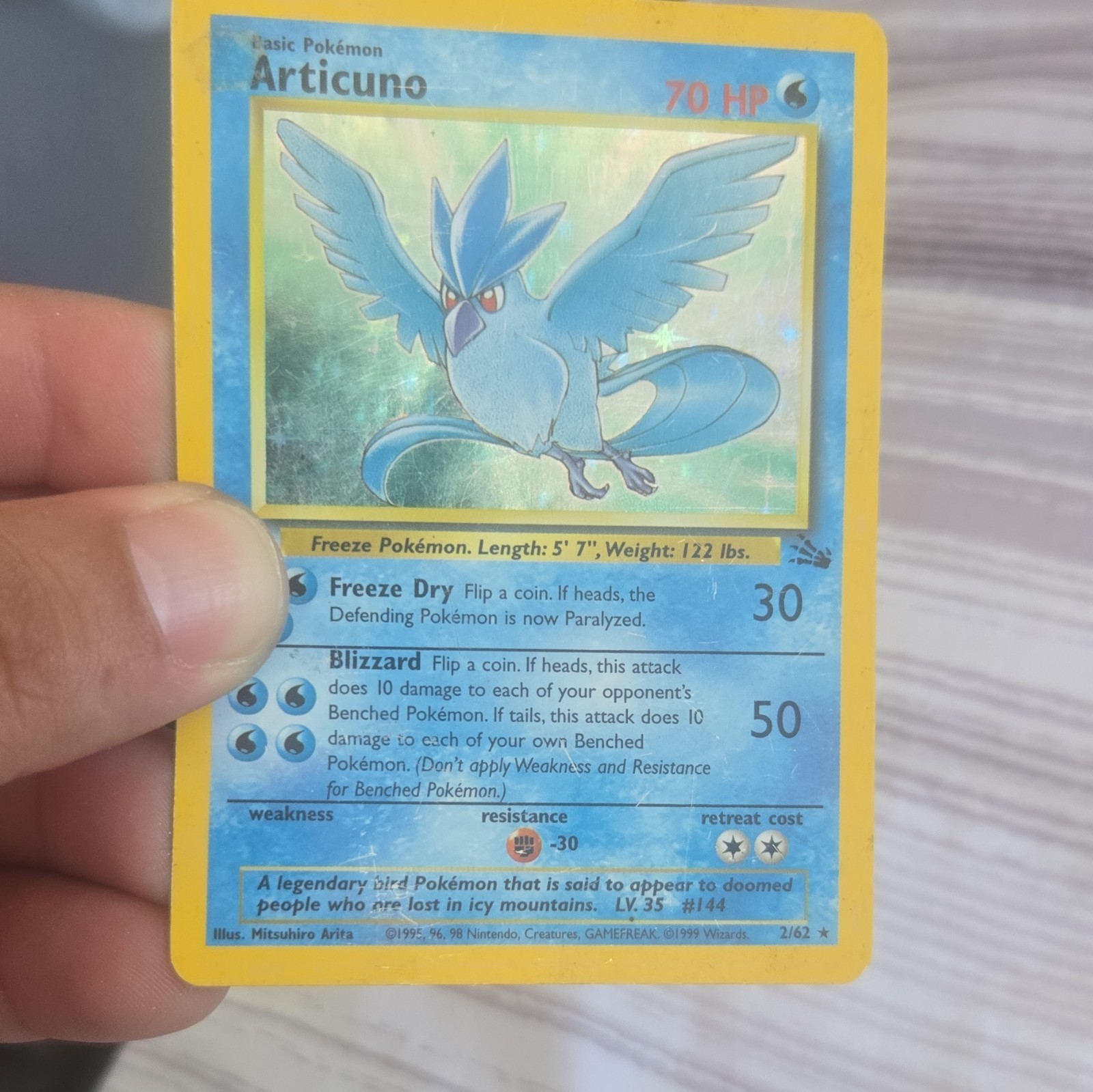 Pokemon TCG Articuno Fossil 2/62 Holo Holo Rare 70 HP Basic Eng Unlimited