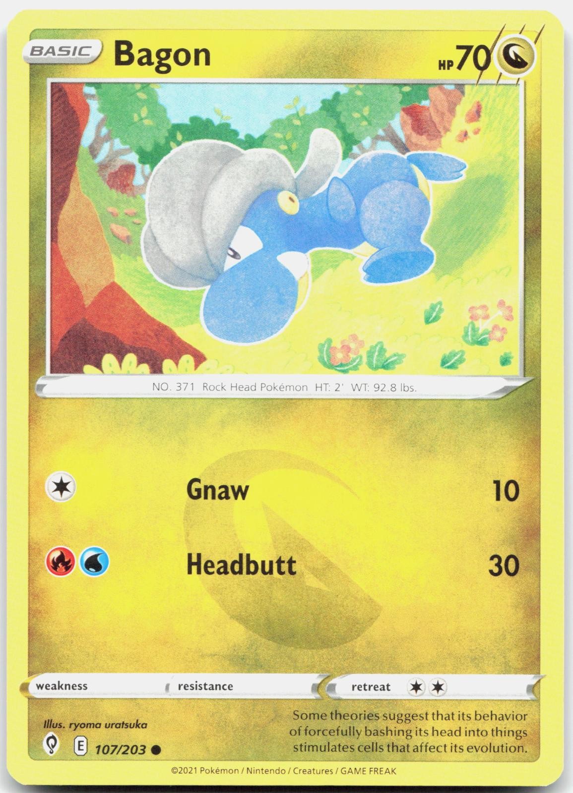 Bagon 107/203 Common Evolving Skies Pokemon Near Mint