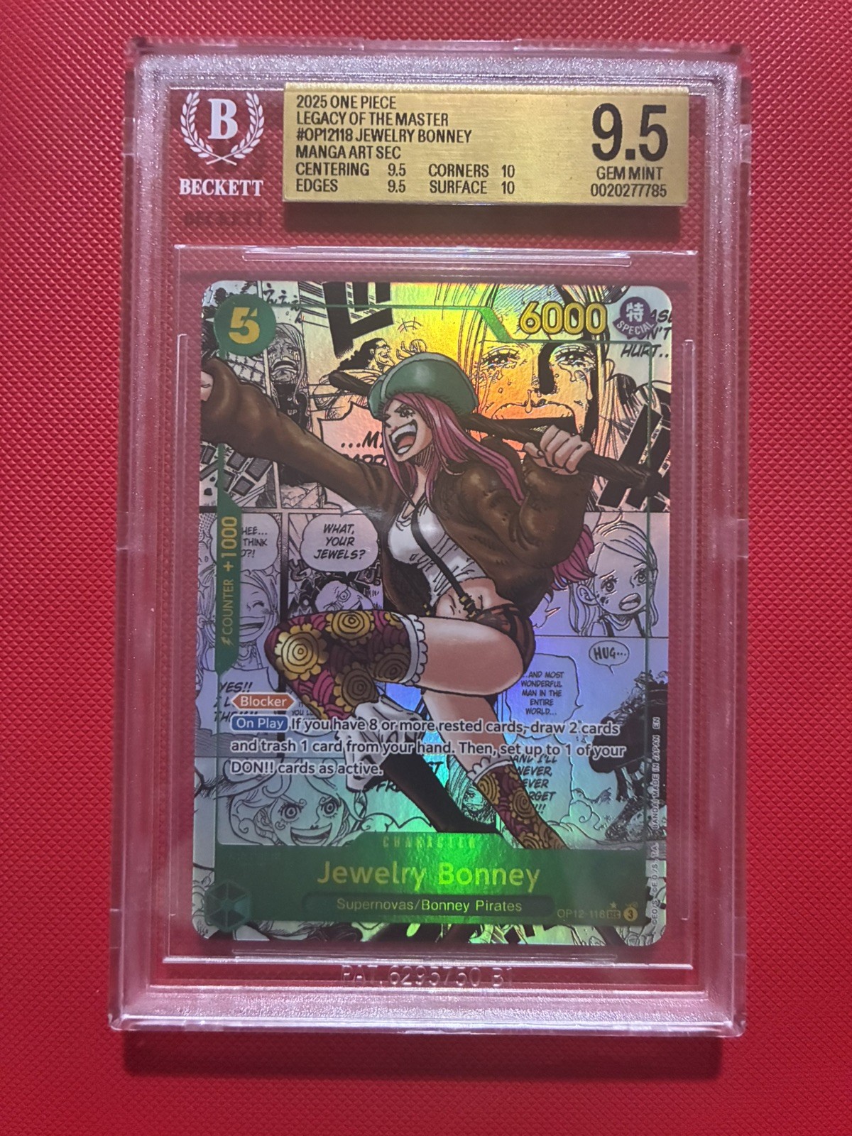 Jewelry Bonney Legacy of the Master OP12-118 SEC Manga Art Foil 2025 Beckett 9.5