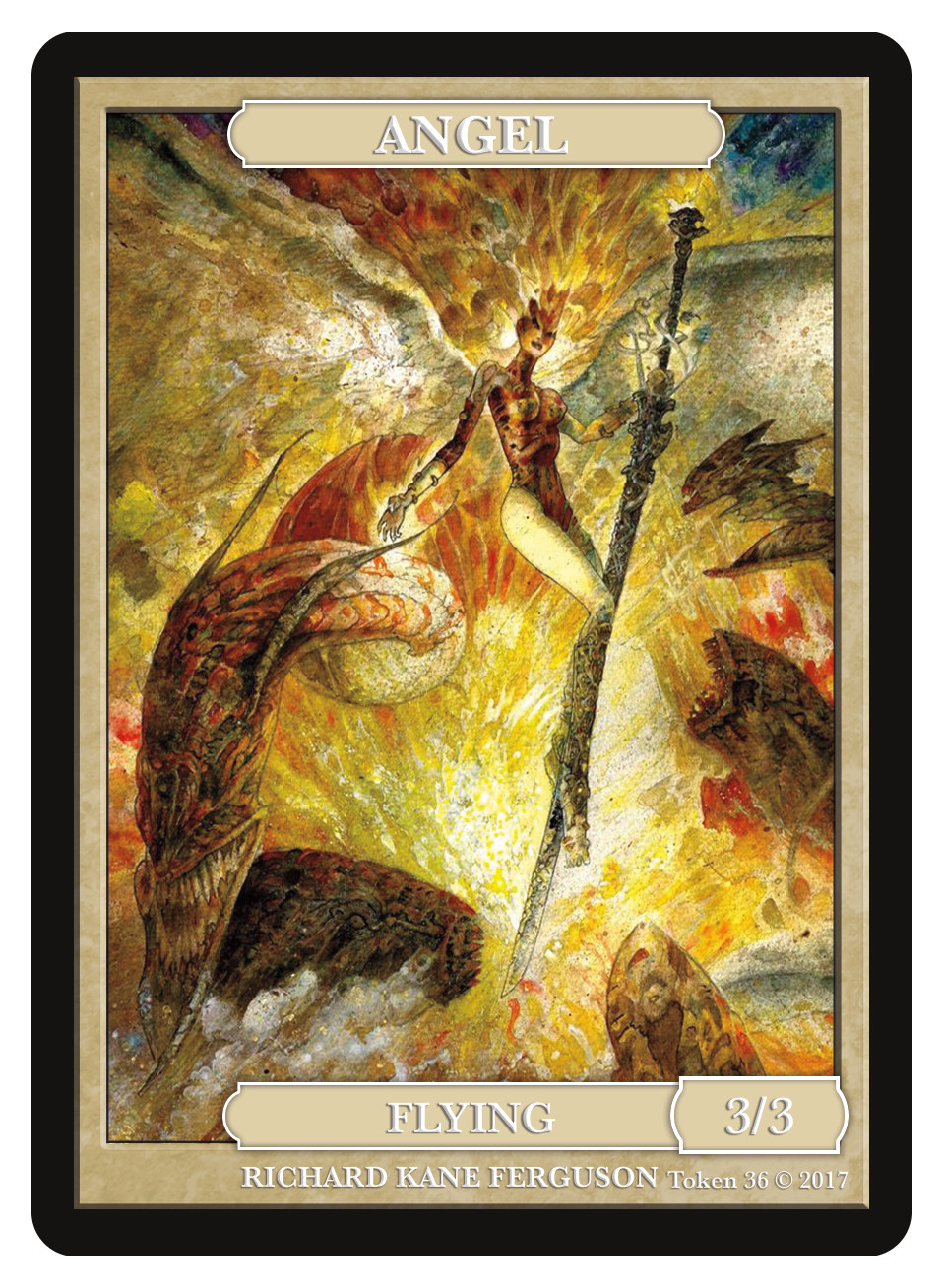 Angel Token 3/3 Artist Richard Kane Ferguson RKF MTG Magic Token Givememana