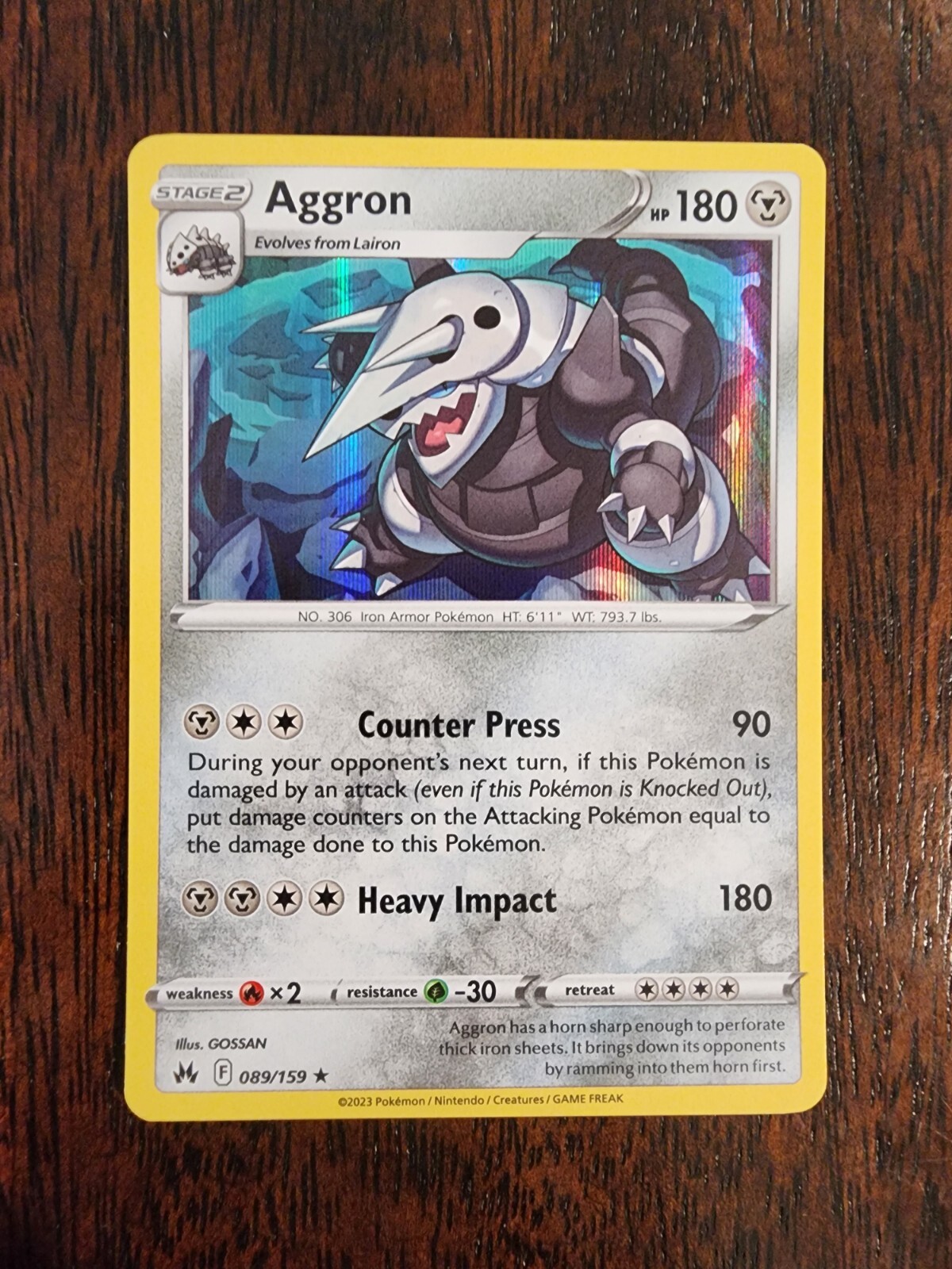 Pokemon Crown Zenith | 089/159 – Aggron Holo Rare – NM