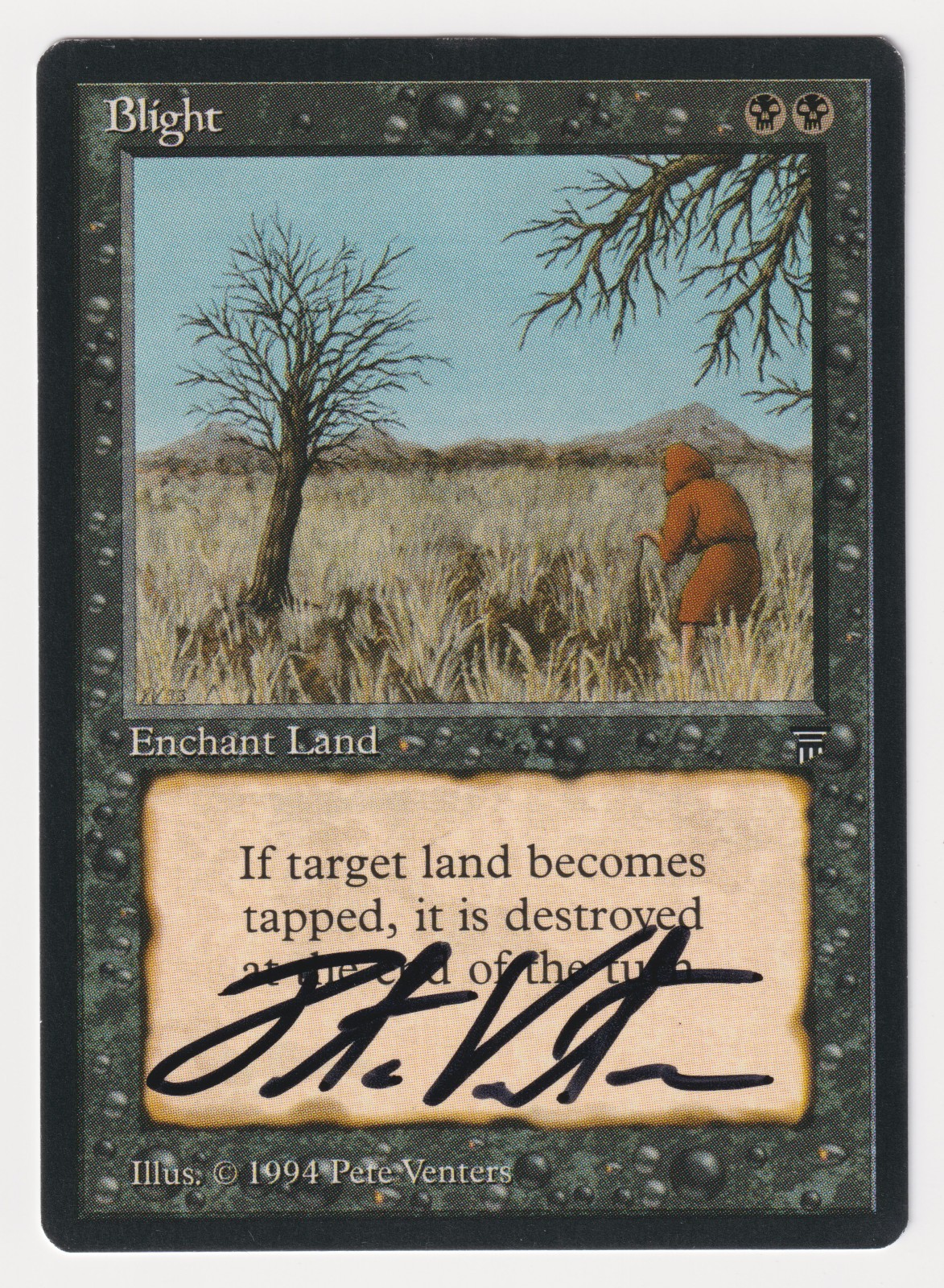 Signed Blight Proof HP Legends Artist Pete Venters 1994 MTG Magic AP Vintage!