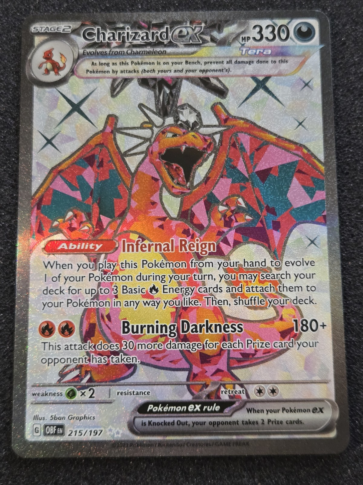 Pokémon TCG Charizard EX Full Art Holo SV03: Obsidian Flames 215/197