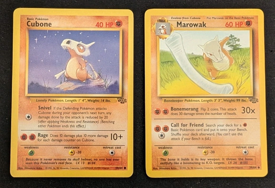 Cubone 50/64 & Marowak 39/64 – Jungle Set – VINTAGE – Pokémon TCG