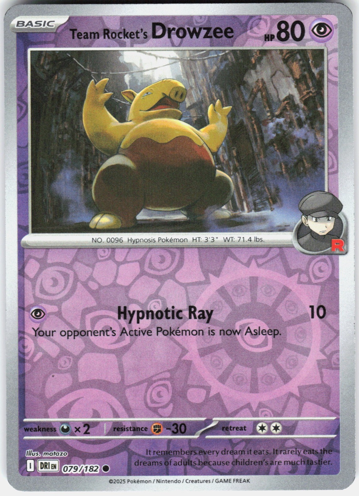 Team Rocket’s Drowzee Reverse Holo SV10: Destined Rivals 079/182 NM aky CG Works