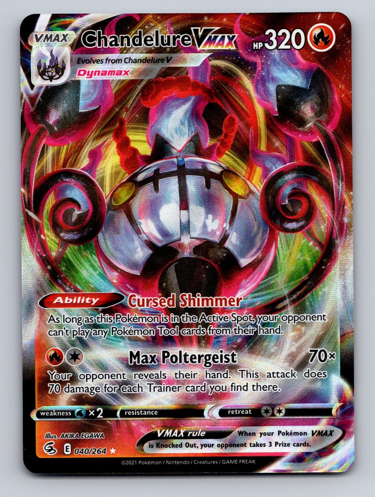 Chandelure VMAX 040/264 Holo VMAX Rare Fusion Strike Pokemon Near Mint
