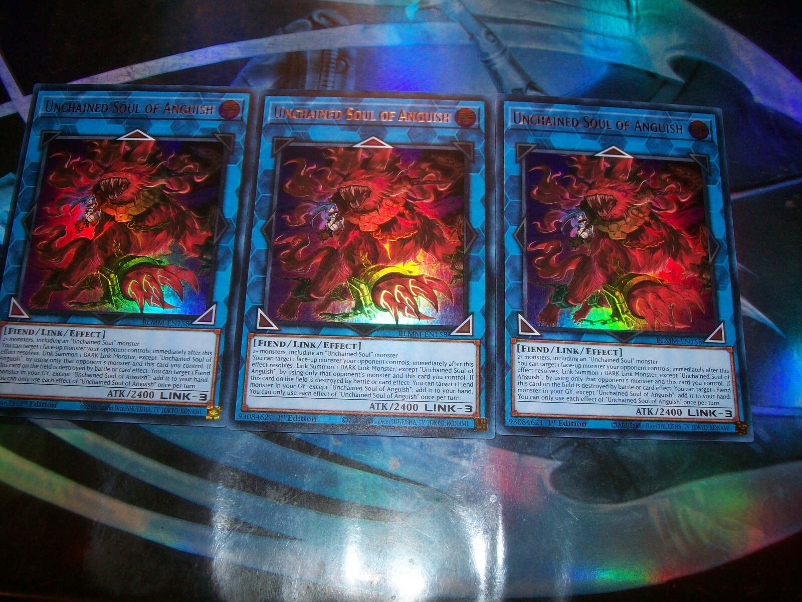 3x Unchained Soul of Anguish 1st Edition Ultra Rare BLMM-EN158 Yu-Gi-Oh!