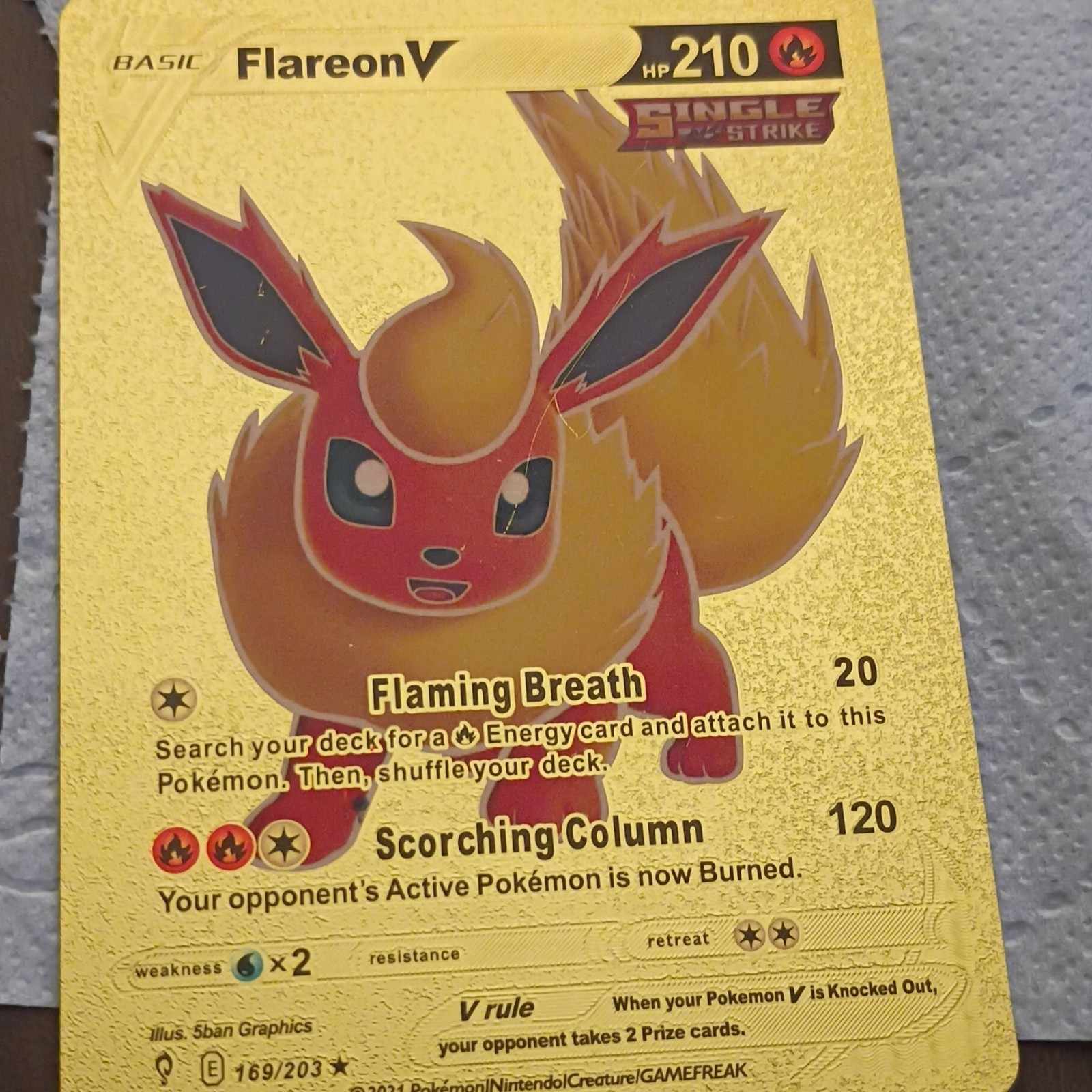 Flareon V 169/203 Evolving Skies Fan Art Gold foil collectiors edition only