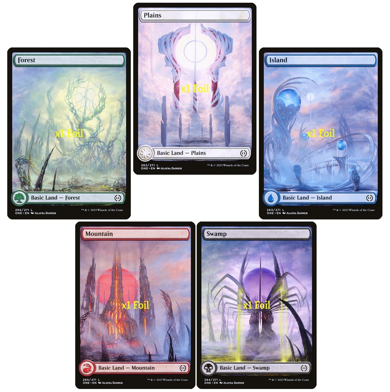 MTG Foil Full Art Phyrexia: All Will Be One ONE Basic Lands MINT