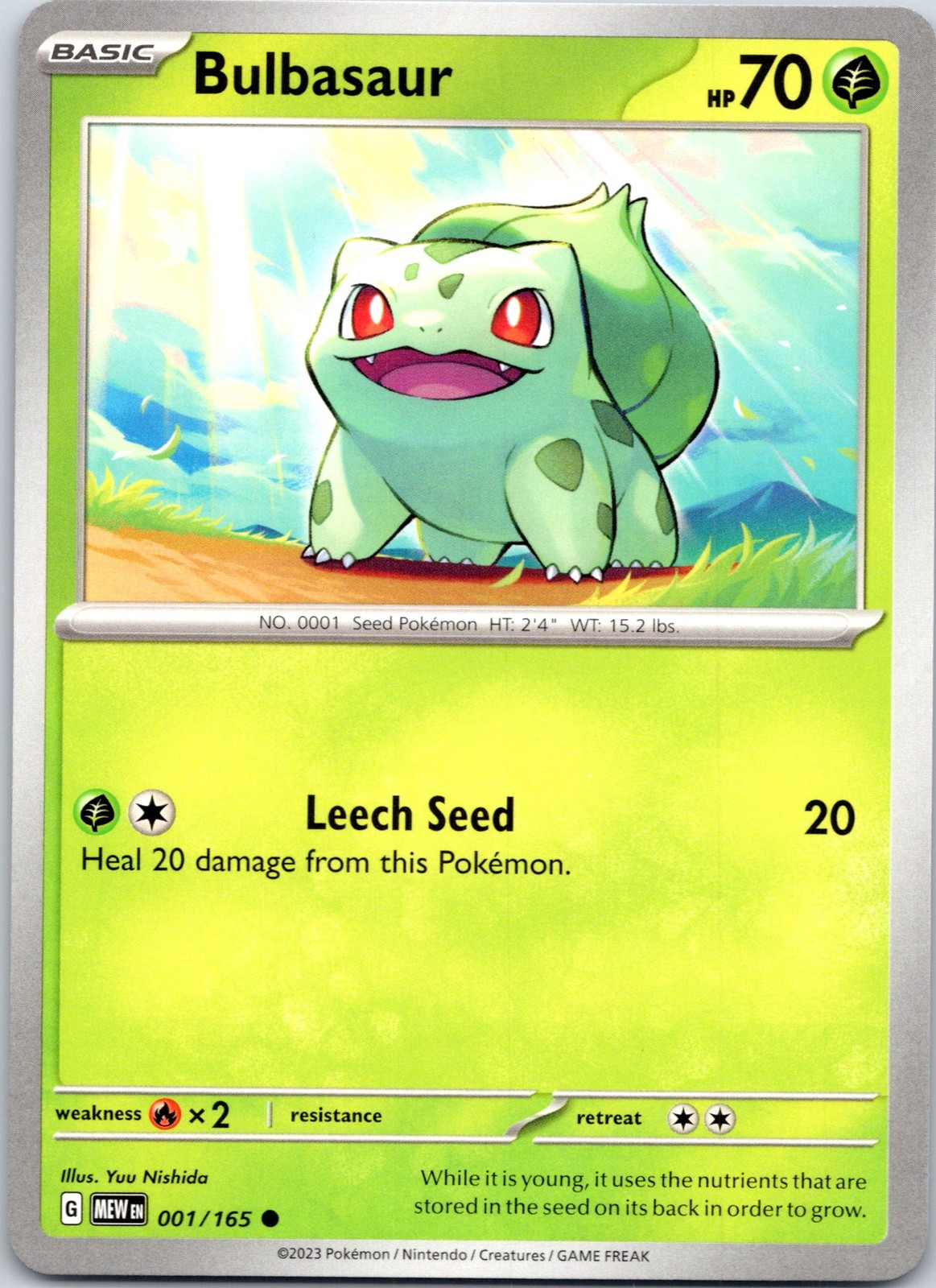 Bulbasaur Common 151 1/165 Pokemon TCG Card Near Mint Art Yuu Nishida