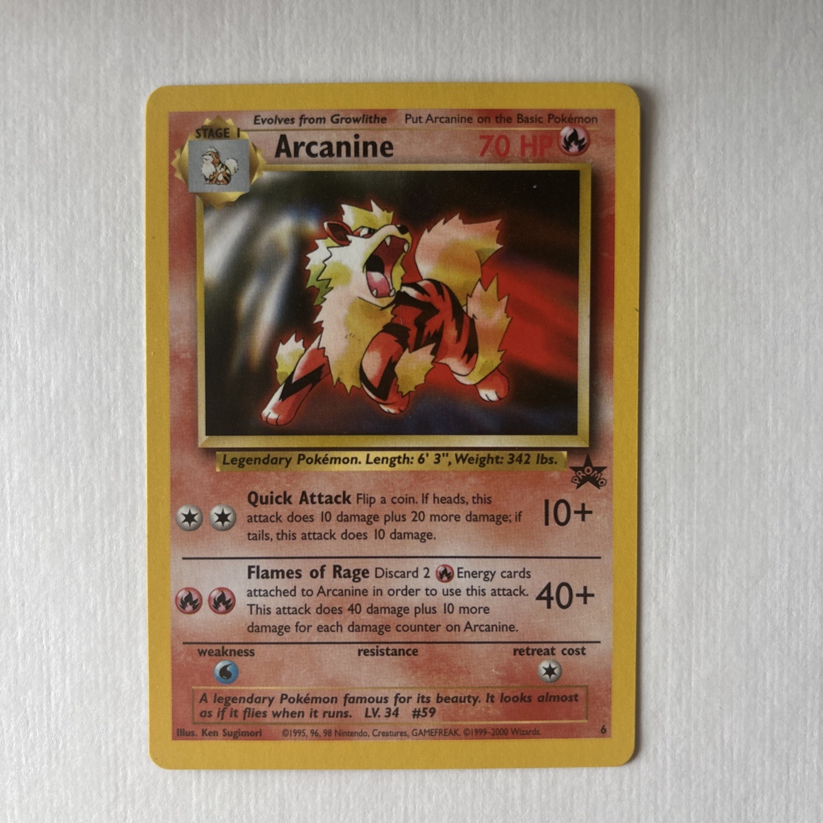 Pokémon Black Star Promo Card Arcanine 06/53 Wotc Promo Regular NM