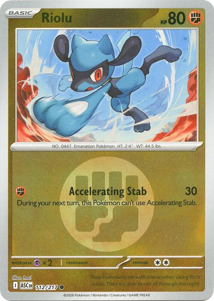 Riolu (Energy Symbol Pattern) 112/217 Reverse Holofoil ME: Ascended Heroes NM