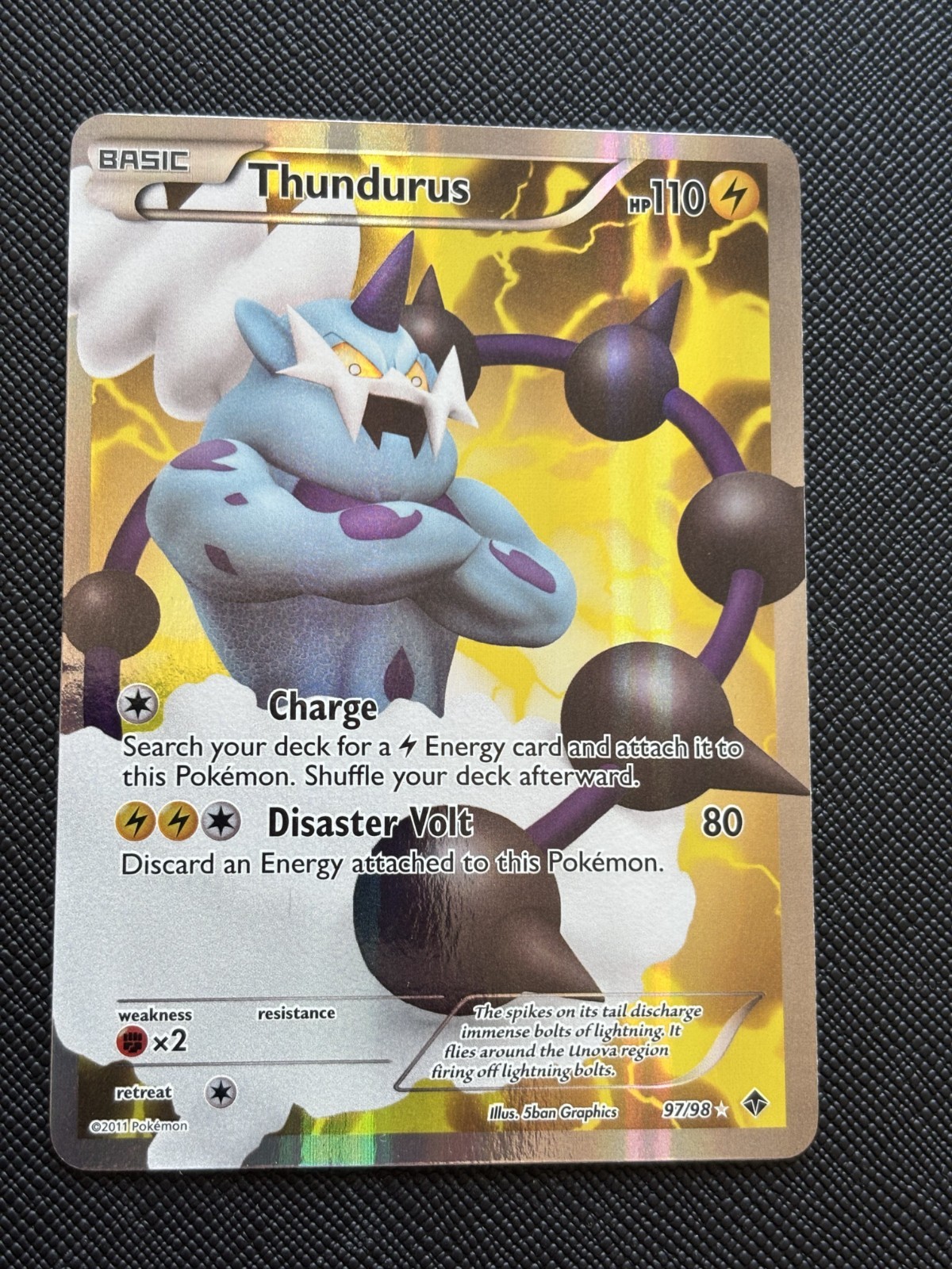 Pokemon Card B&W Emerging Powers Thundurus Full Art 97/98 Near Mint!