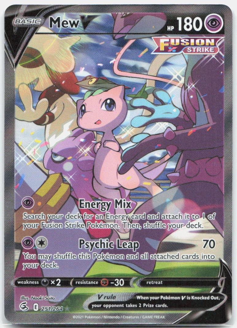 Mew V (Alternate Full Art) Holo Ultra Rare SWSH08: Fusion Strike 251/264 NM