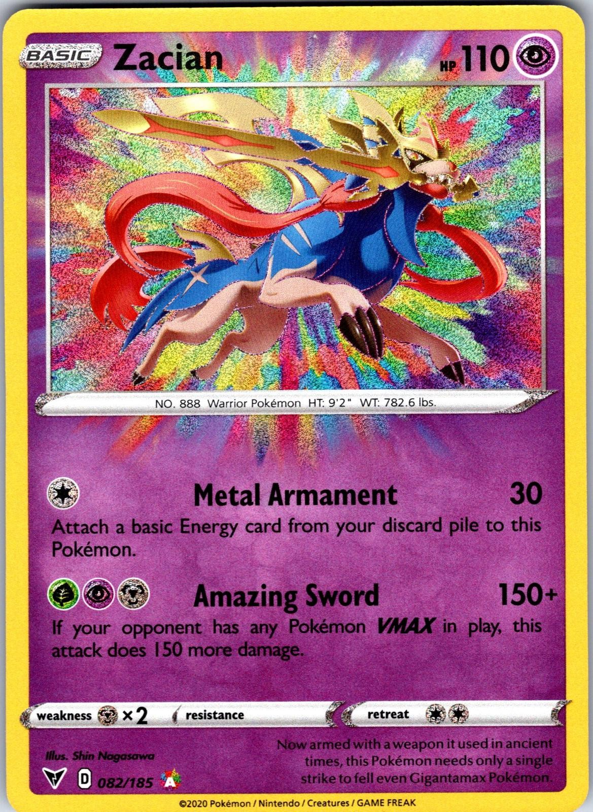 Zacian 082/185 Amazing Rare Vivid Voltage Pokemon Holo Near Mint