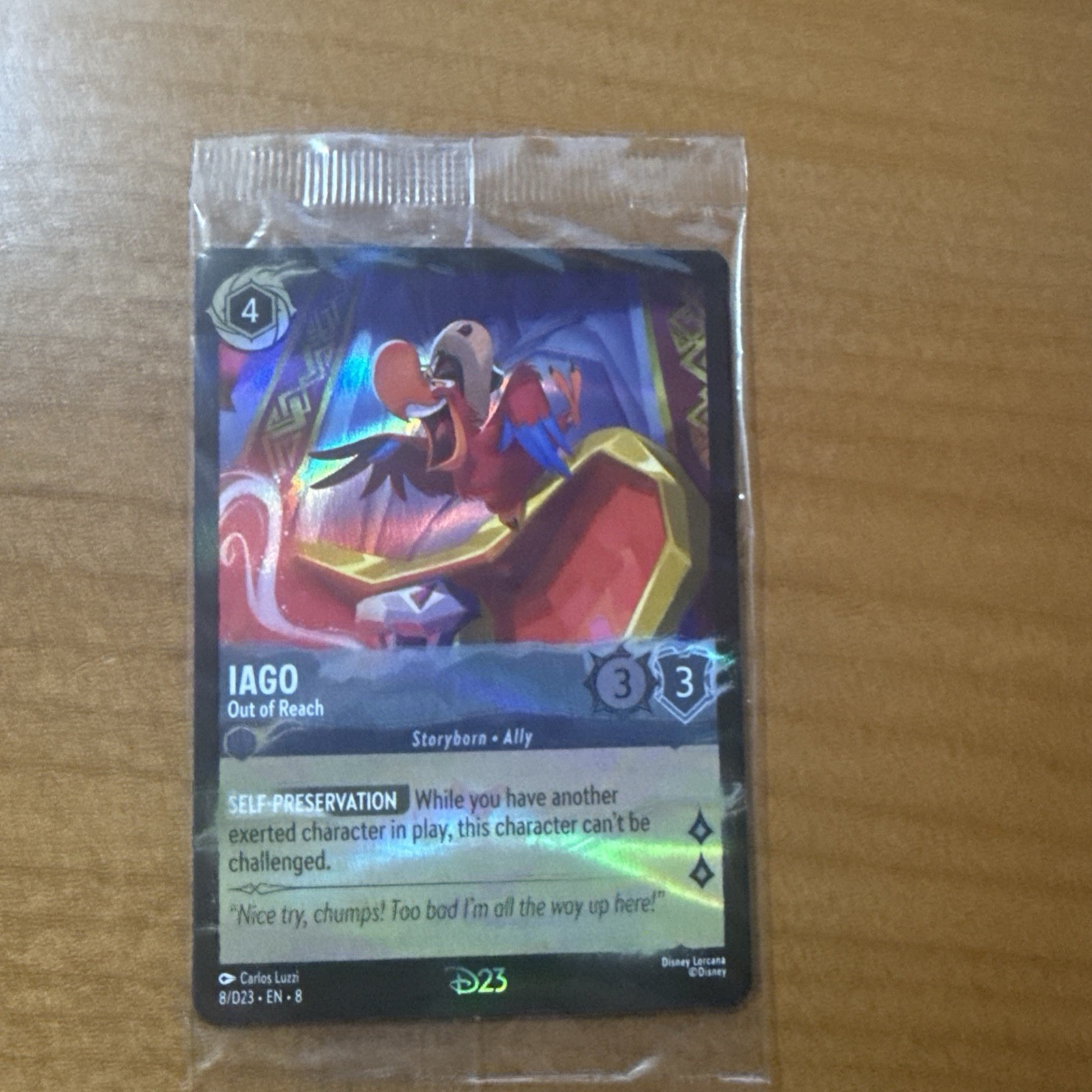 2025 Disney Lorcana D23 Promo IAGO 8/D23 Gold Member Exclusive Foil Card Sealed