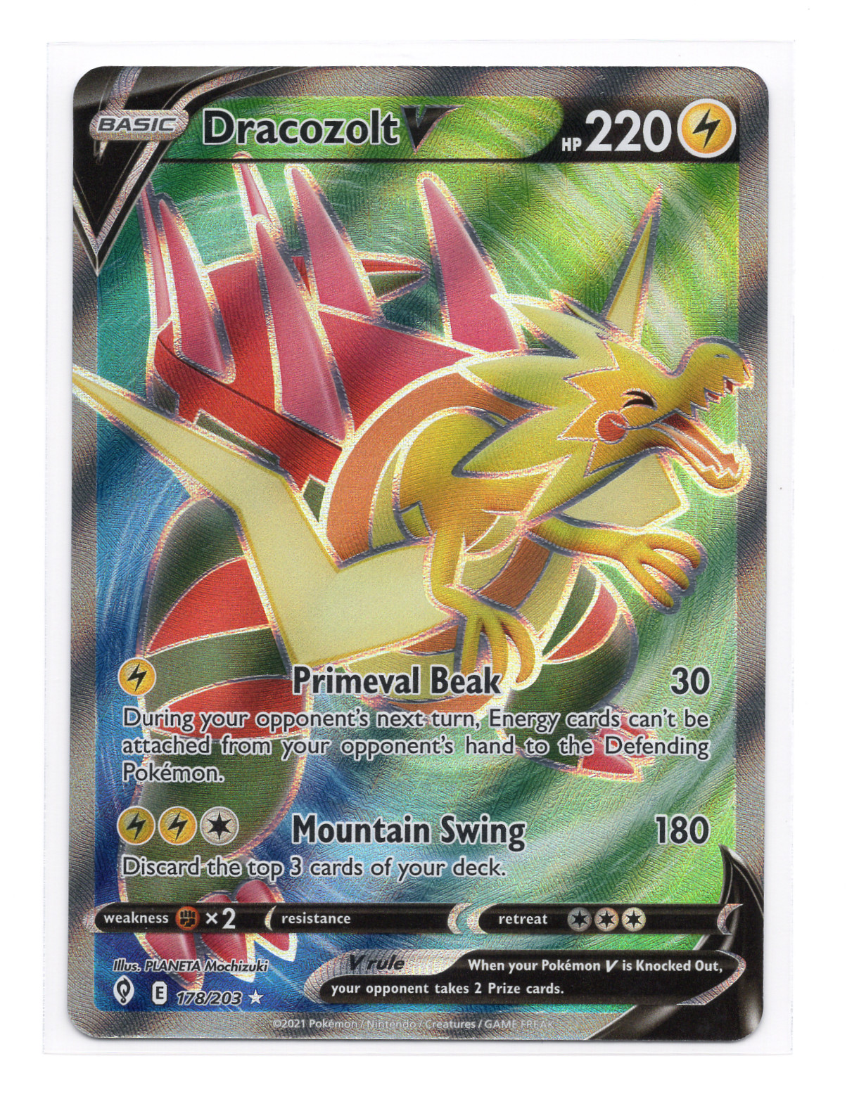 Dracozolt V (Full Art) Holo Ultra Rare SWSH07: Evolving Skies 178/203 NM