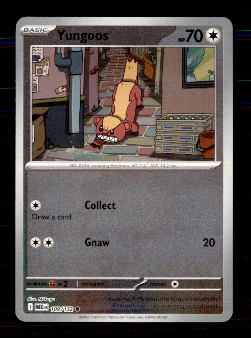 Yungoos 109/132 Common Mega Evolution Pokemon Reverse Holo Near Mint