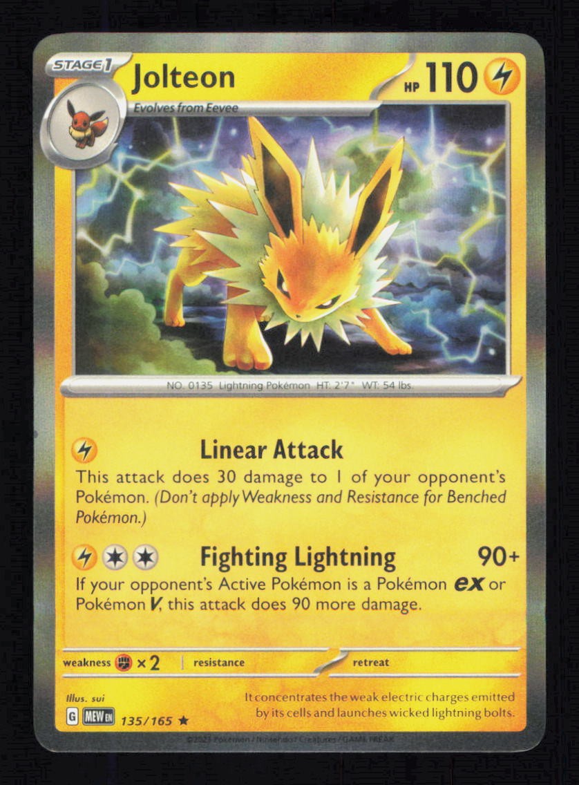 Jolteon 135/165 Holo 151 Pokemon Near Mint