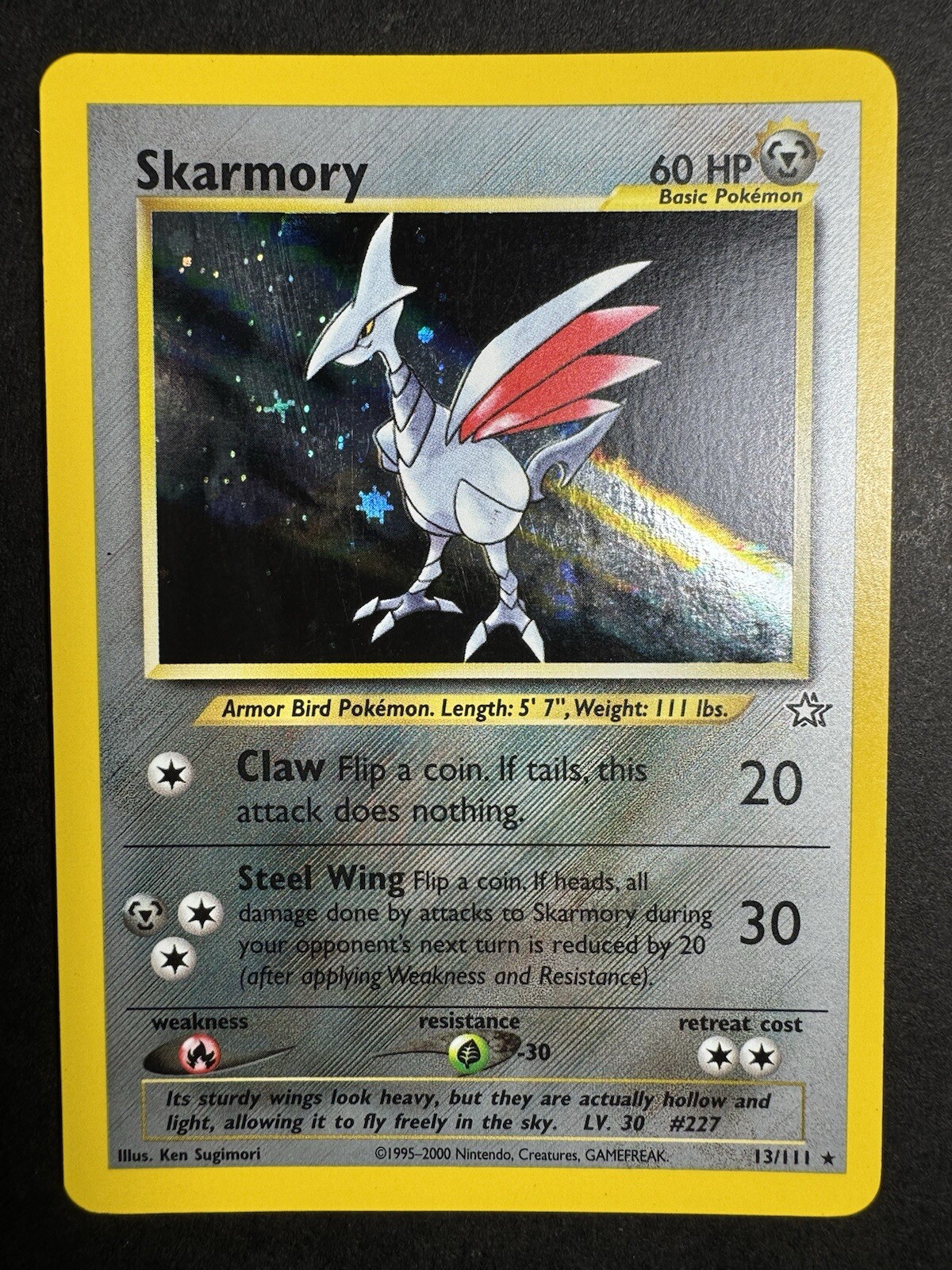 Pokemon Skarmory 13/111 Neo Genesis NM Holo Bleed Rare Card