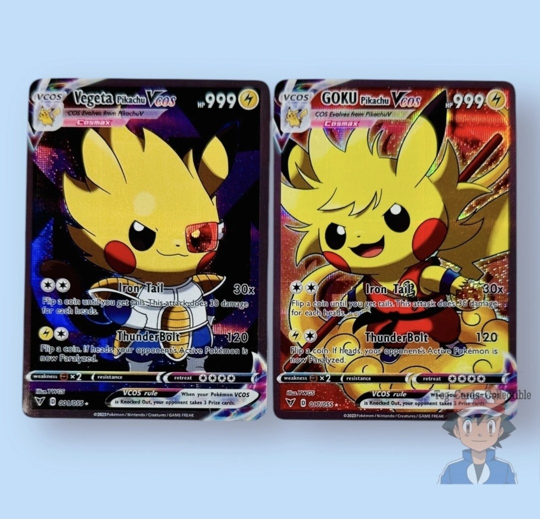 Pikachu Goku + Vegeta Dragon Ball Z/Pokemon Cute Cosplay Doujin ACG HOLO Card