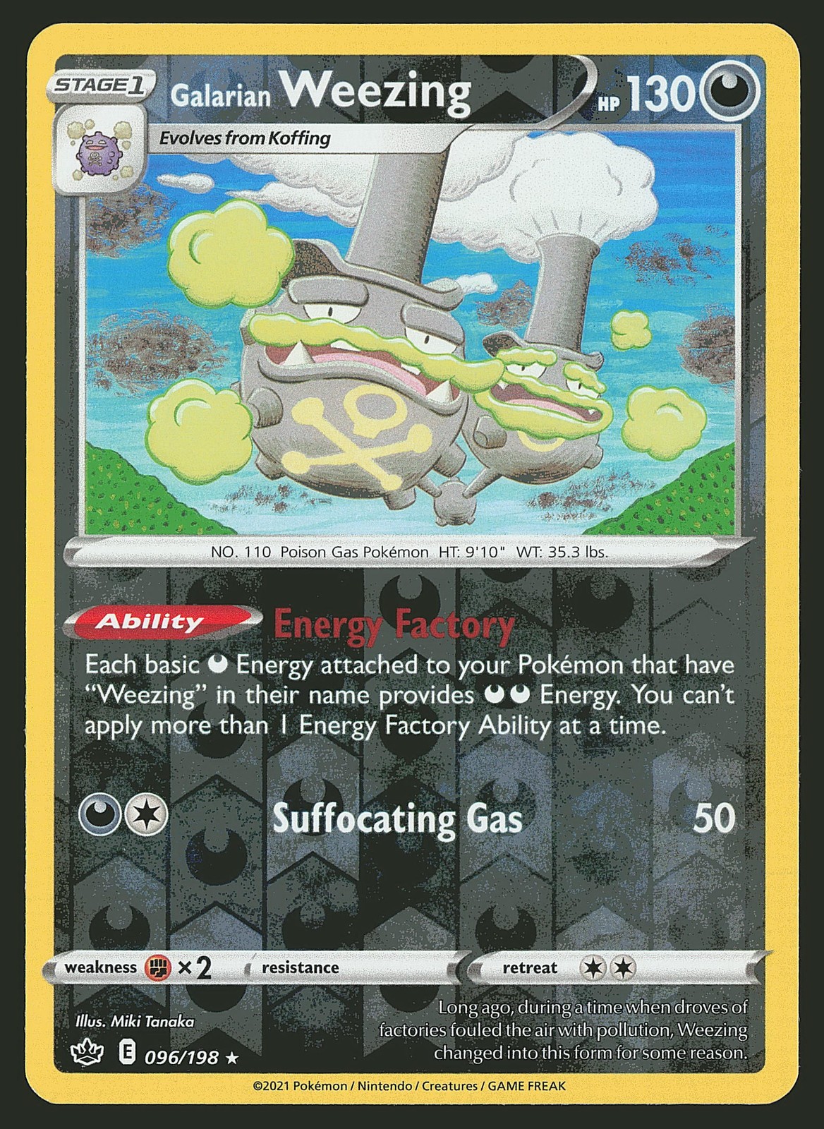 SWSH06: Chilling Reign Galarian Weezing #096/198 Reverse Holo Pokemon Card