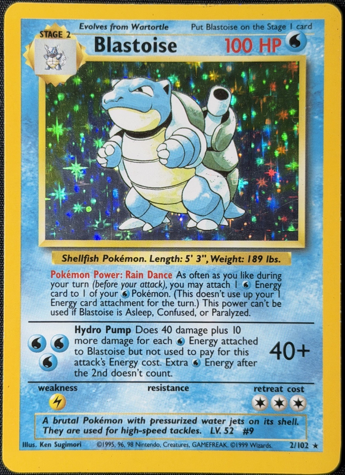 Pokemon Base Set Blastoise 2/102 Holo Unlimited WOTC Vintage LP/MP Read