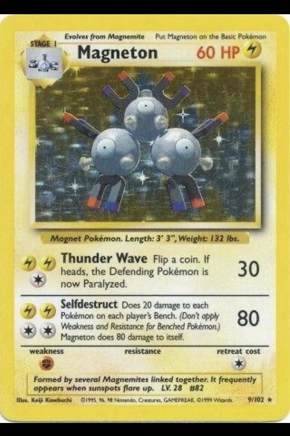 Pokémon TCG 1995 Magneton Base Set #009/102 Holo Rare EN LP