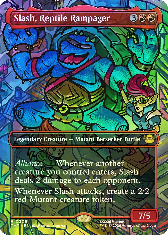 MTG FOIL Slash, Reptile Rampager Borderless – Teenage Mutant Ninja Turtles #208