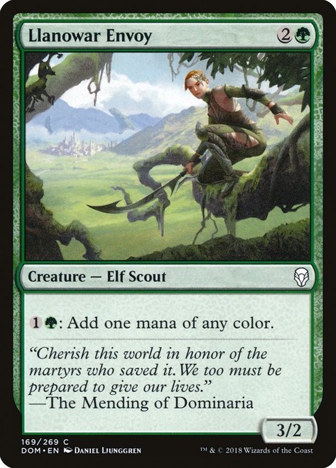 Llanowar Envoy 169 DOM Dominaria MTG Green Elf Scout Creature Ljunggren NM