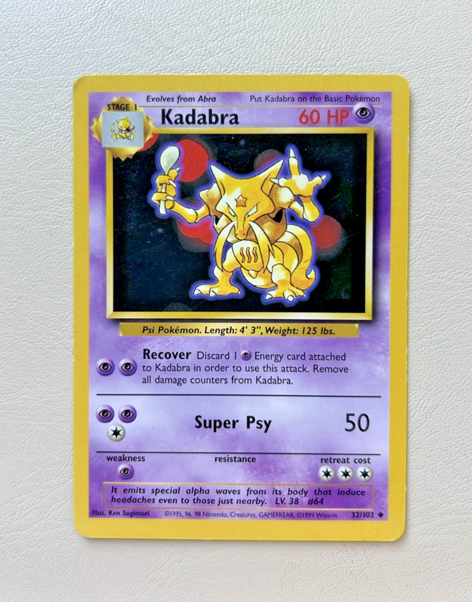 LP/MP Kadabra 032/102 Base Set Unlimited Regular
