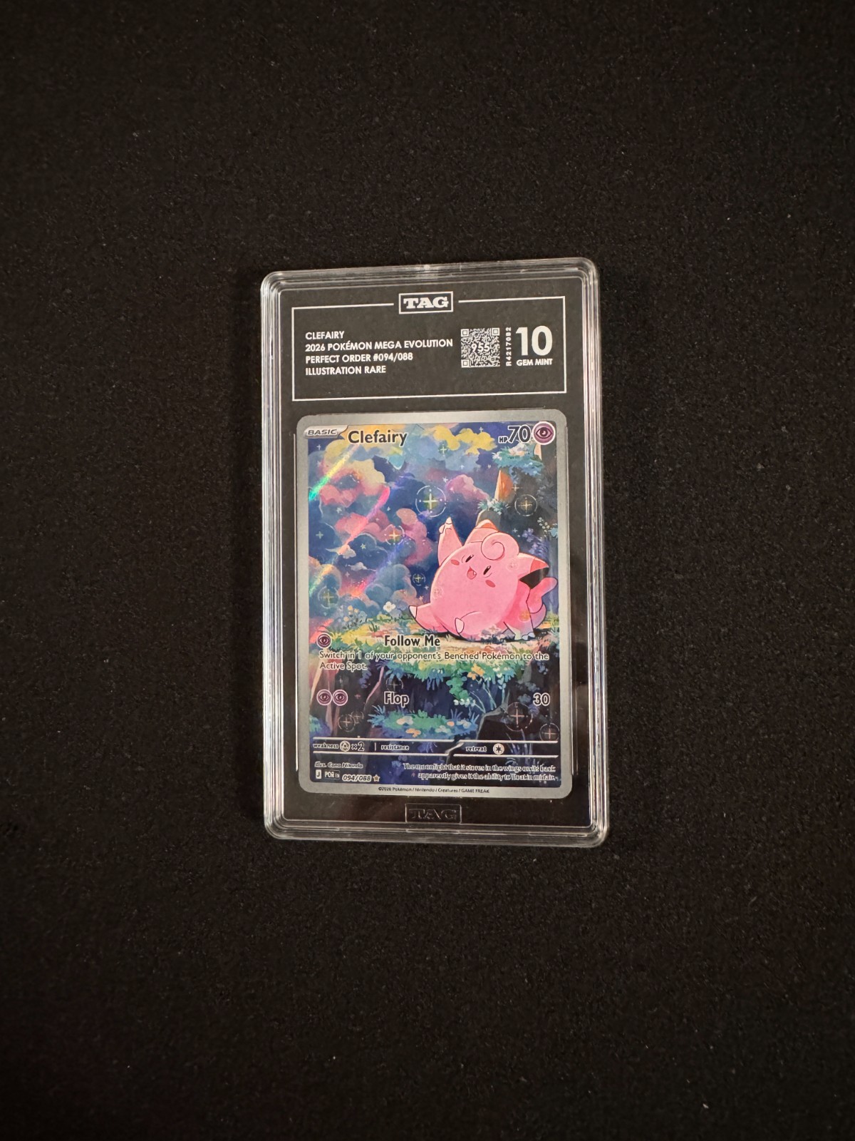 2026 Pokemon Clefairy 094/088 Perfect Order Illustration Rare IR TAG 10 GEM MINT