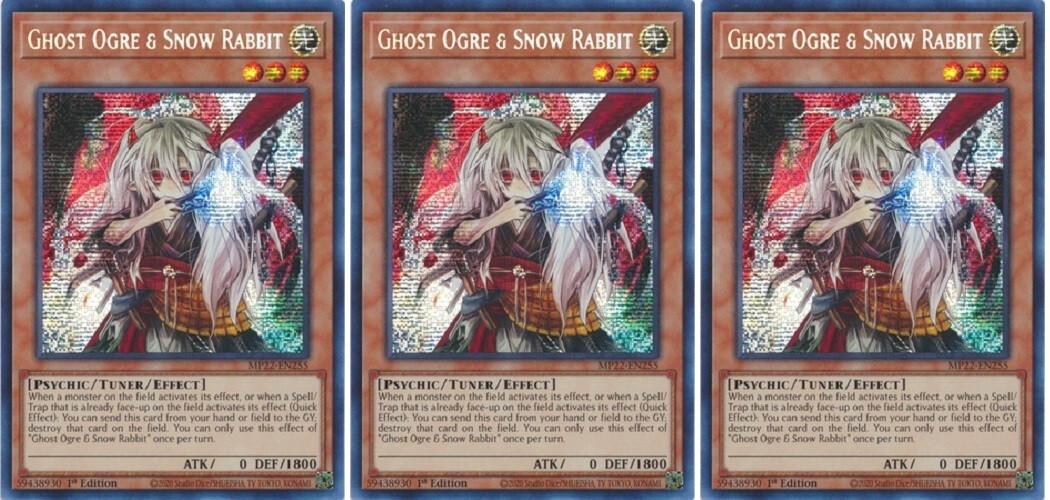 *** 3X GHOST OGRE & SNOW RABBIT 3X *** PRISMATIC SECRET RARE MP22-EN255 YUGIOH