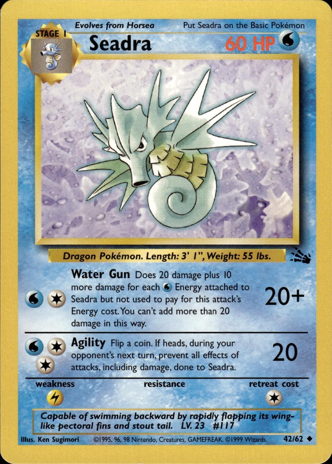 Pokemon Fossil Uncommon Seadra 42/62 – Near Mint (NM)