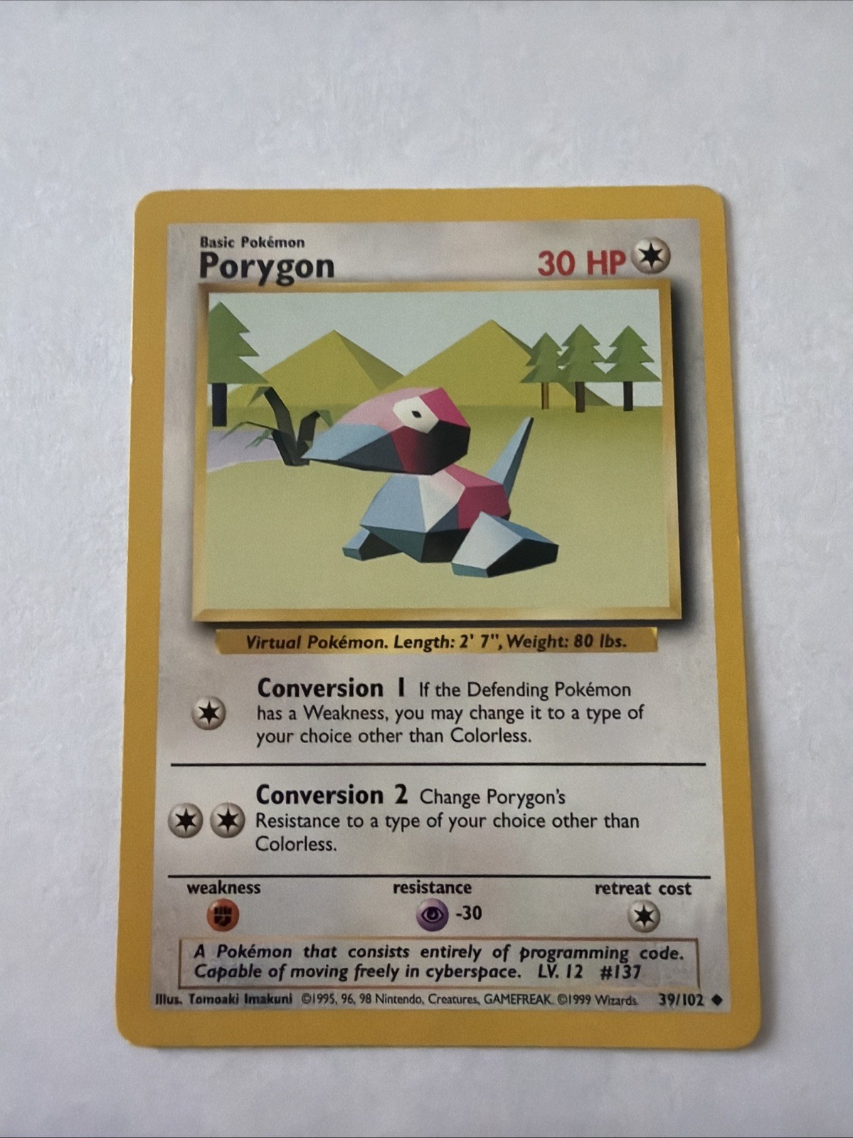 Porygon 39/102 Uncommon Base Set Unlimited Pokemon Vintage Card Excellent LP