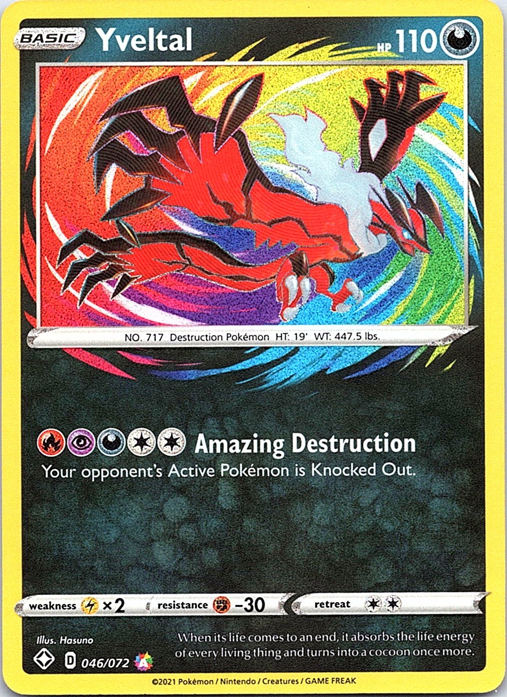 Yveltal Holo Amazing Rare Shining Fates 046/072 NM