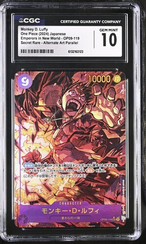 CGC 10 Gem Mint ONE PIECE Monkey D. Luffy OP09-119 SEC Emperors New World Jap
