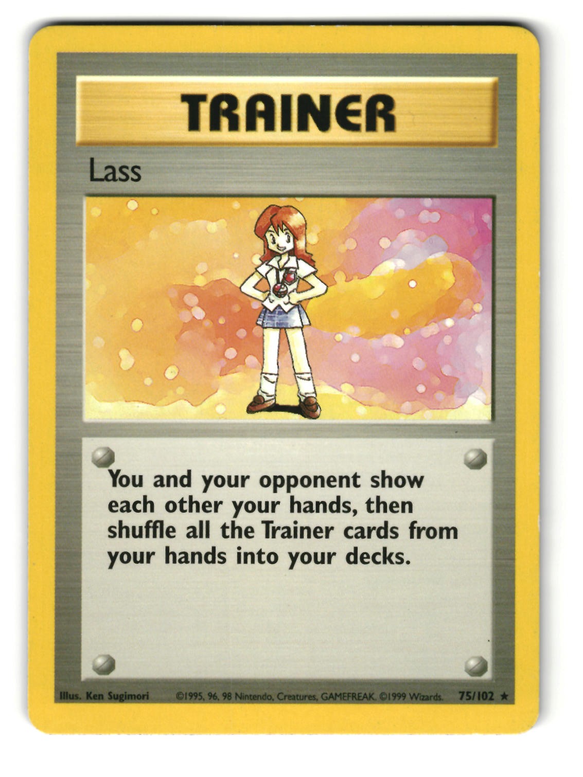 Lass 75/102 Rare Base Set Unlimited Pokemon MP
