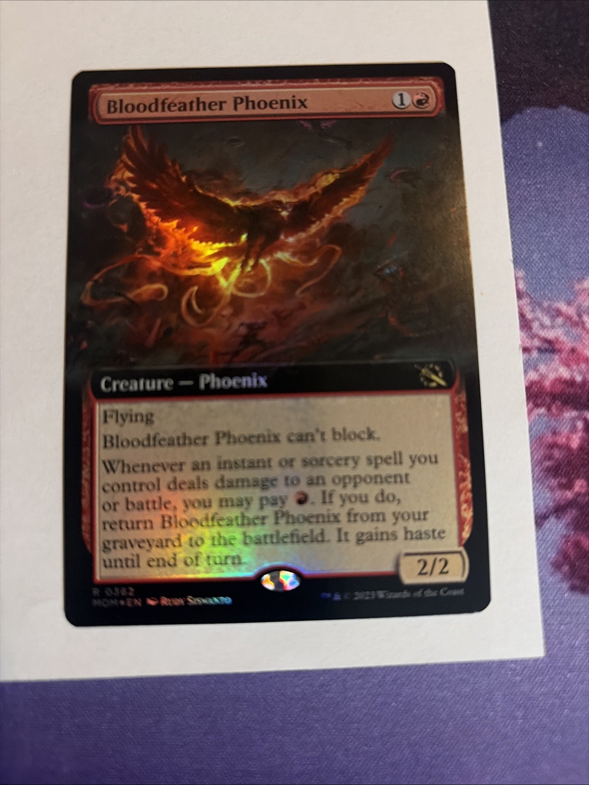 MTG 1x EXTENDED ART FOIL Bloodfeather Phoenix 362 March of Machine Magic x1 NM