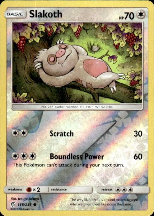 Pokemon Reverse Holo Slakoth (168) SM – Unified Minds 168/236 LP